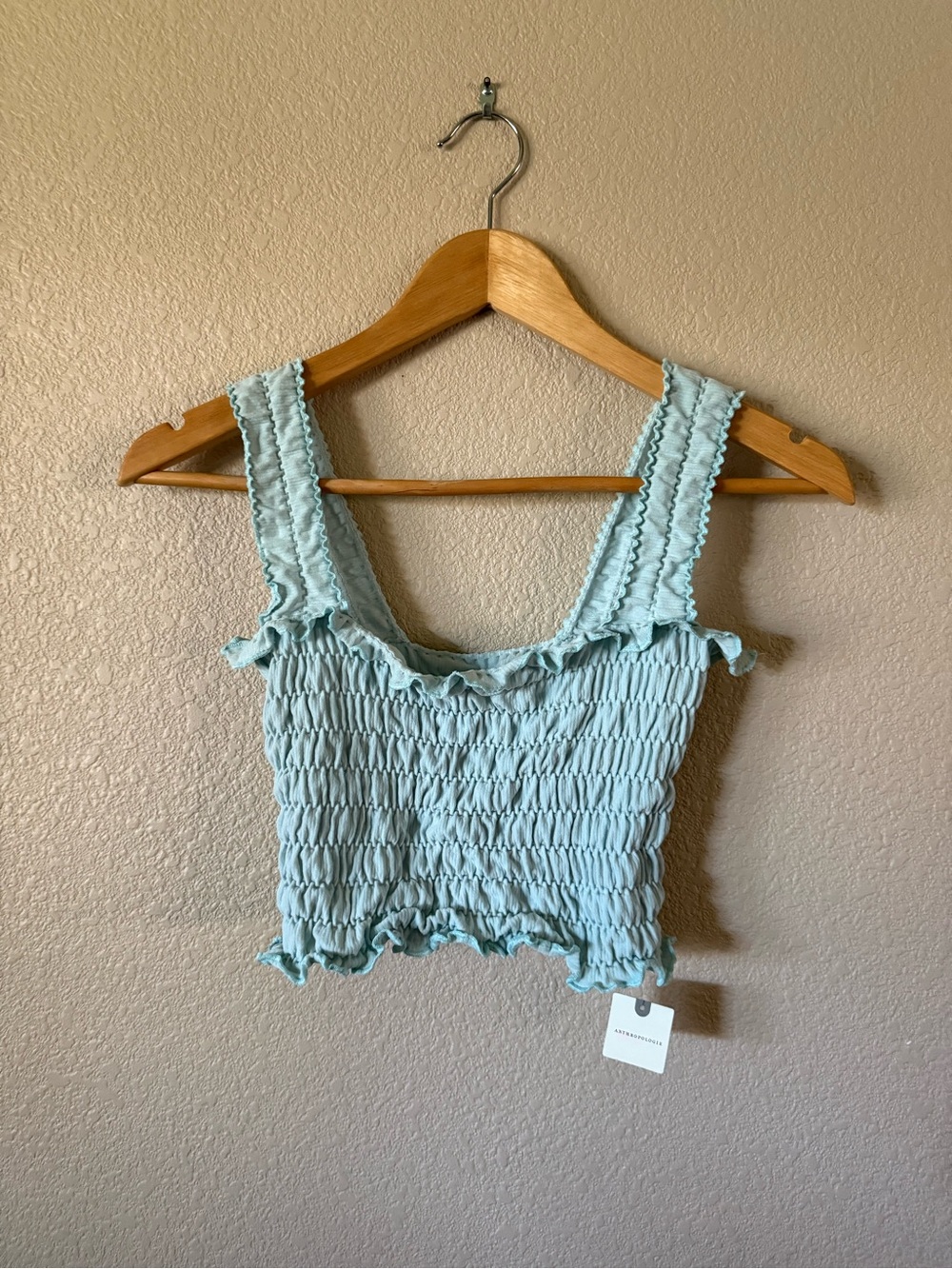 Anthropologie Light Blue Ruffle Top
